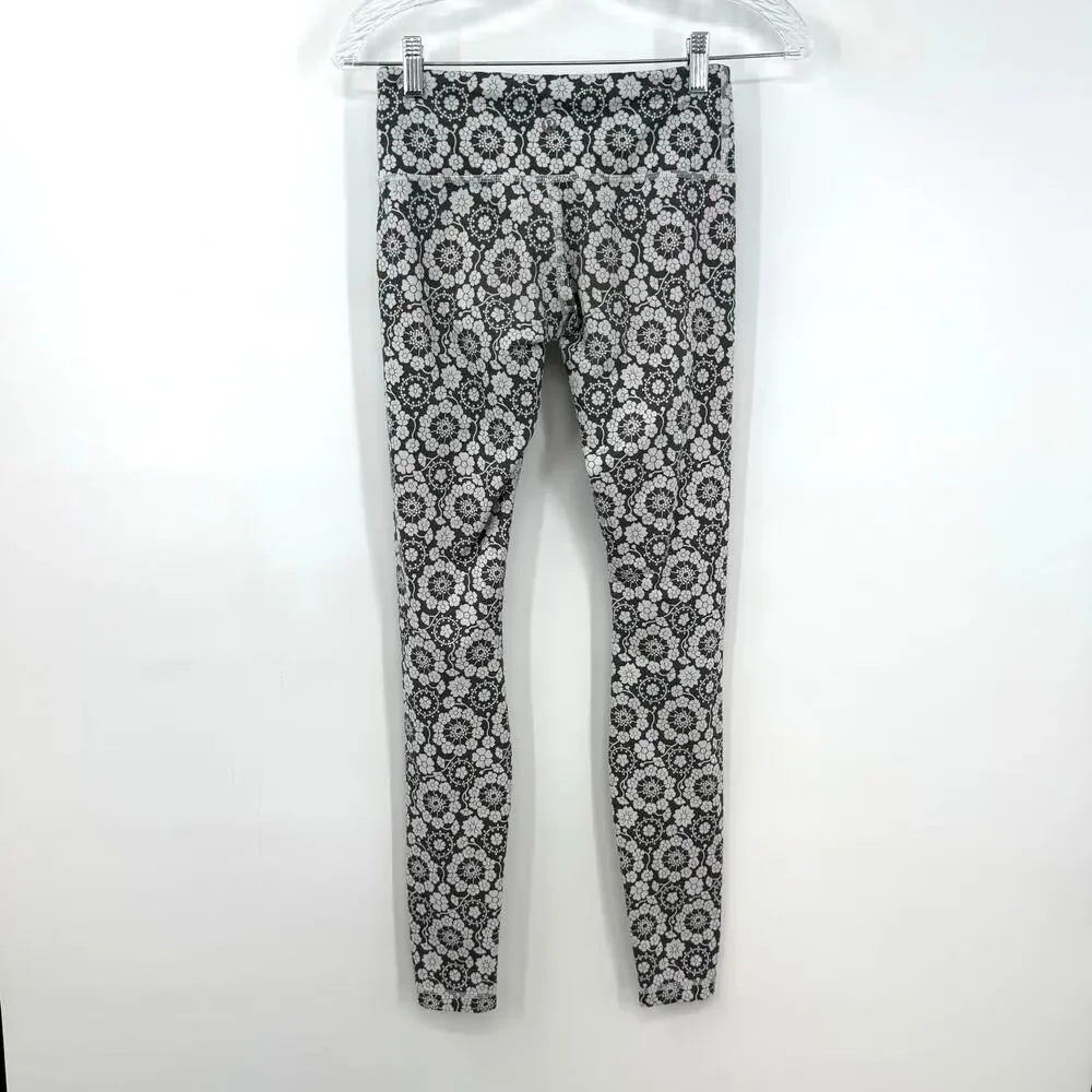 Lululemon Wunder Under Full Length Leggings 4 Twiggy Gray White Floral Nimbus - Picture 3 of 5